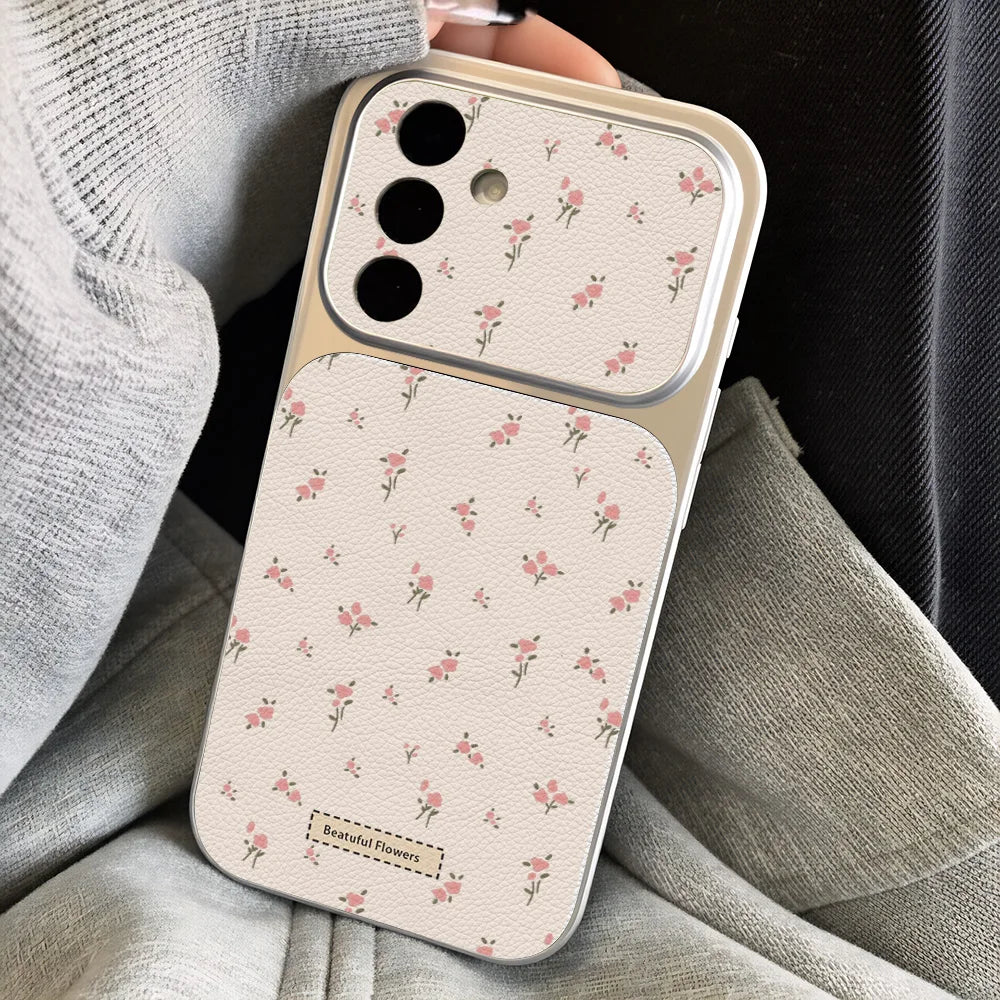 Blumen-Handyhülle für Samsung S26 Ultra S25 S24 FE Plus Leder-Lanyard für Samsung A56 A55 A57 A36 A37 A27 A07 A16 A17 Cover