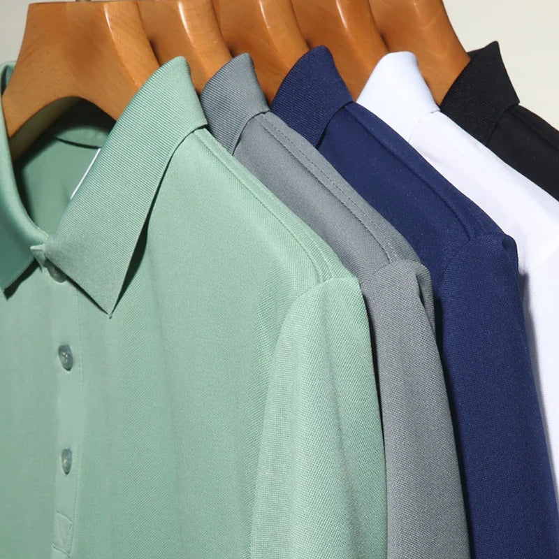Modisches, solides Kurzarm-Poloshirt für Herren, Sommer, atmungsaktiv, bequem