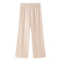 HH Damen Elegantes Einfarbiges 2-Teiliges Outfit O-Ausschnitt Schnürung Langarm-Bluse & Weite Hosen Set Lässiger Frühlingsanzug