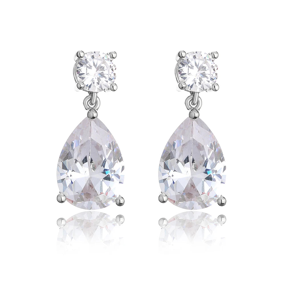 ZAKOL Luxus Transparent Zirkon Wasser Tropfen Baumeln Ohrringe für Frauen Shinny CZ Braut Hochzeit Schmuck