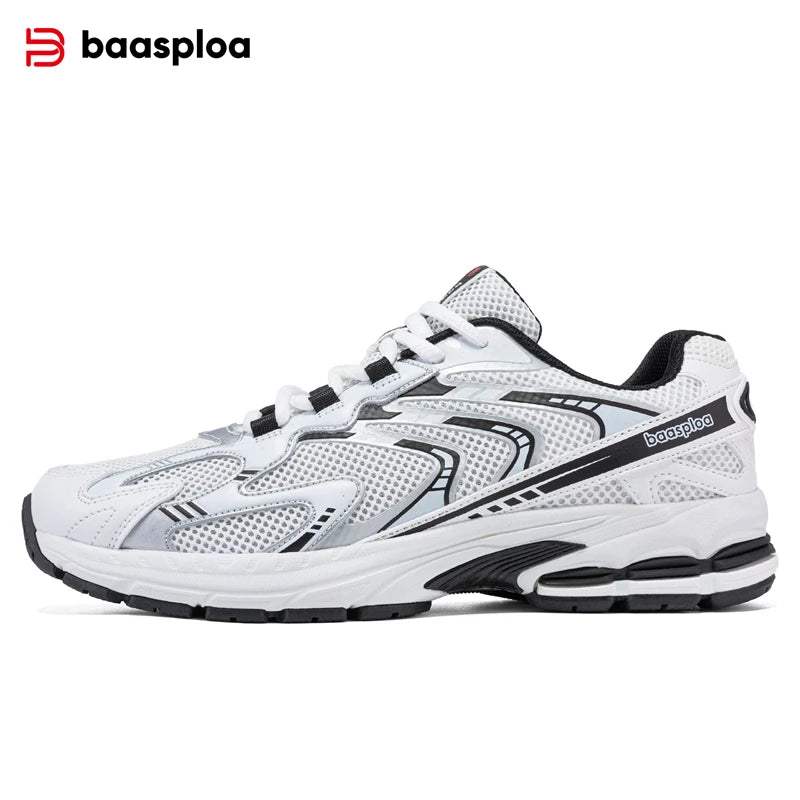 Baasploa Herren-Laufschuhe, Sommer-Mesh-atmungsaktive Vintage-Schuhe, hochwertige, modische, elastische Sportschuhe für Herren