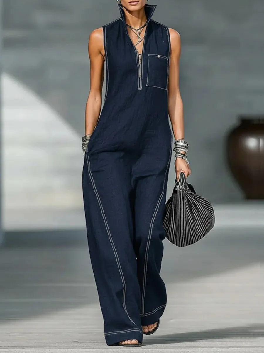 Ärmelloser Lässiger Lockerer Jumpsuit Bequemer Atmungsaktiver Einteiler für Damen