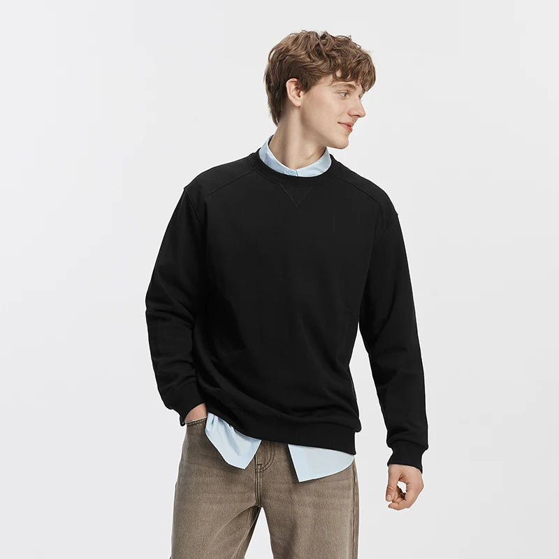 Semir Herren Sweatshirt Einfarbig Basic Rundhals Leicht Lockerer Strickpullover Alltäglicher Freizeitstil Herbst-Oberteil Tägliche Kleidung 2026