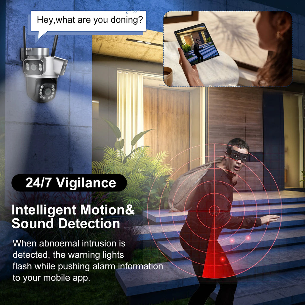 12mp 6k hd wifi ip kamera outdoor 3 objektiv 3 bildschirm ptz kamera auto tracking home security cctv überwachung 8mp cam