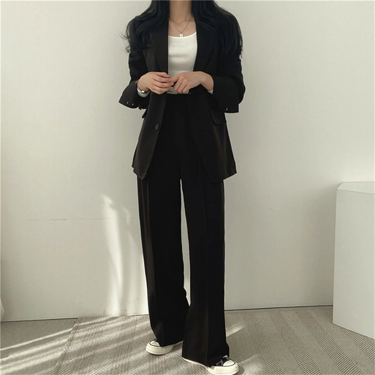 Elegante Büro Dame Business Anzug Set Blazer 2026 Frühjahr Neue frauen Kleidung Anzug Jacke Casual Hosen Set Breite Bein anzug Hosen