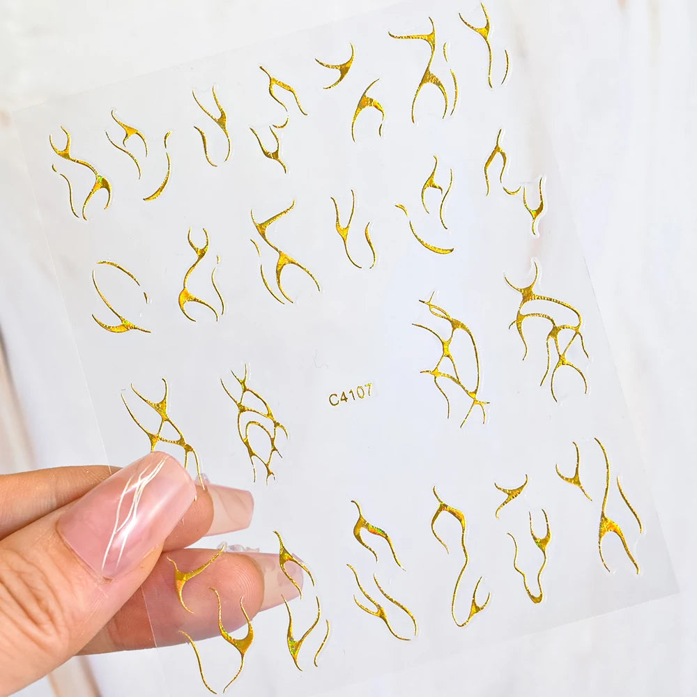 5D Gold Marmor Textur Bronzing Nail Art Aufkleber 5 Farben Unregelmäßiges Marmormuster Nagelaufkleber Einfaches Liniendesign Nagelzubehör
