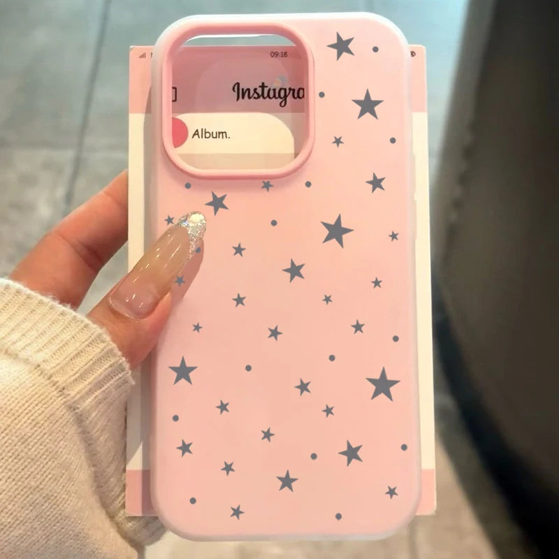 Entzückende Stern-Süßigkeitsfarben-Handyhülle für iPhone 17 Air 16 15 14 13 Pro Max 11 12 X XR XS Max 16E 7 8 Plus 2 IN1 Soft Matte Cover