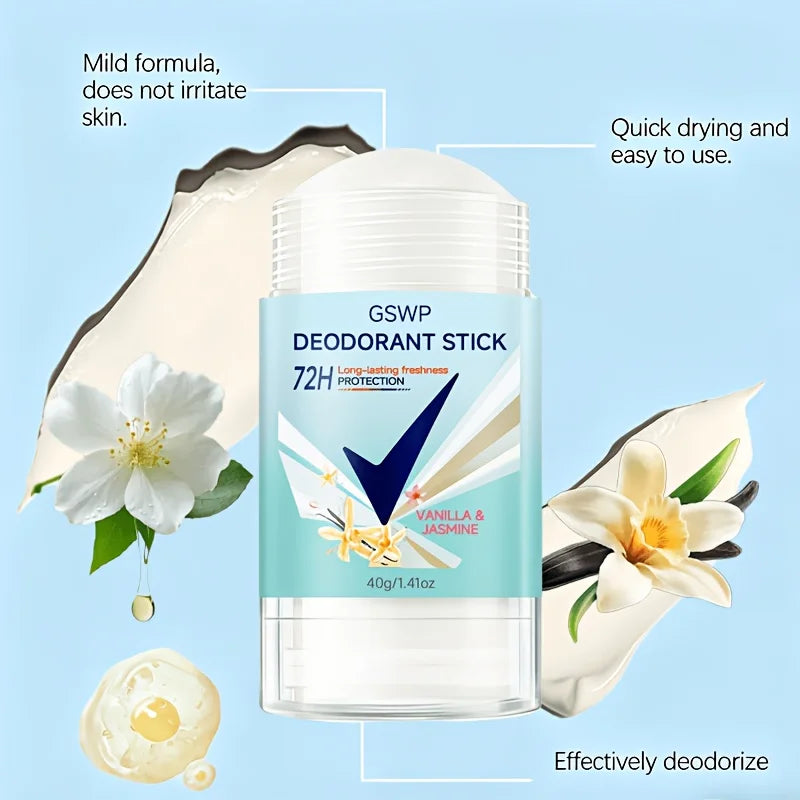 GSWP Vanille & Jasmin Deodorant Stick, 72-Stunden Langanhaltende Frische, Geeignet für den Ganzen Körper. 40g/80g