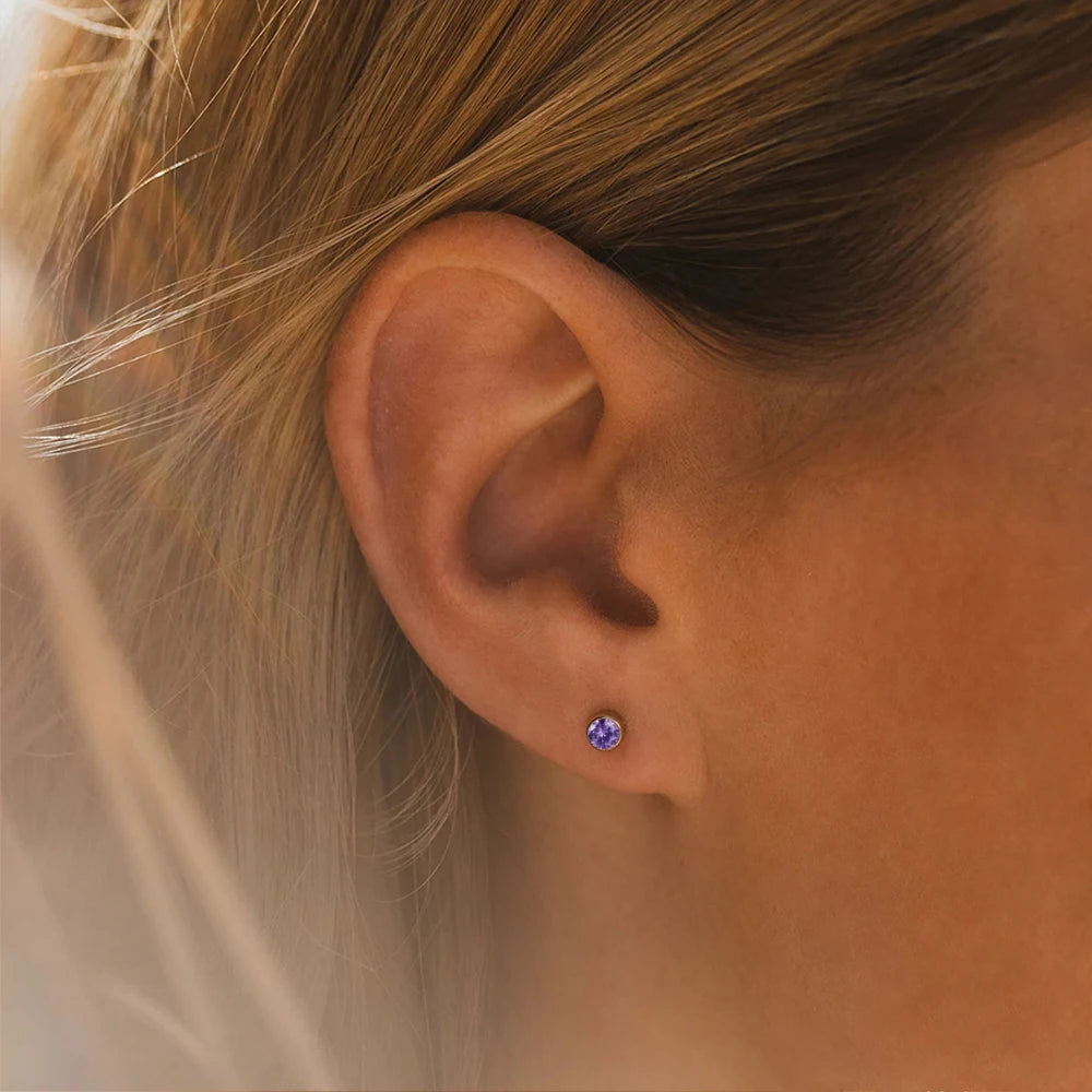 EManco Piercing Push-Back Ohrringe Piercingsichere Minimalistische Geschenkidee für Frauen Großhandel Edelstahl Geburtsstein Ohrstecker