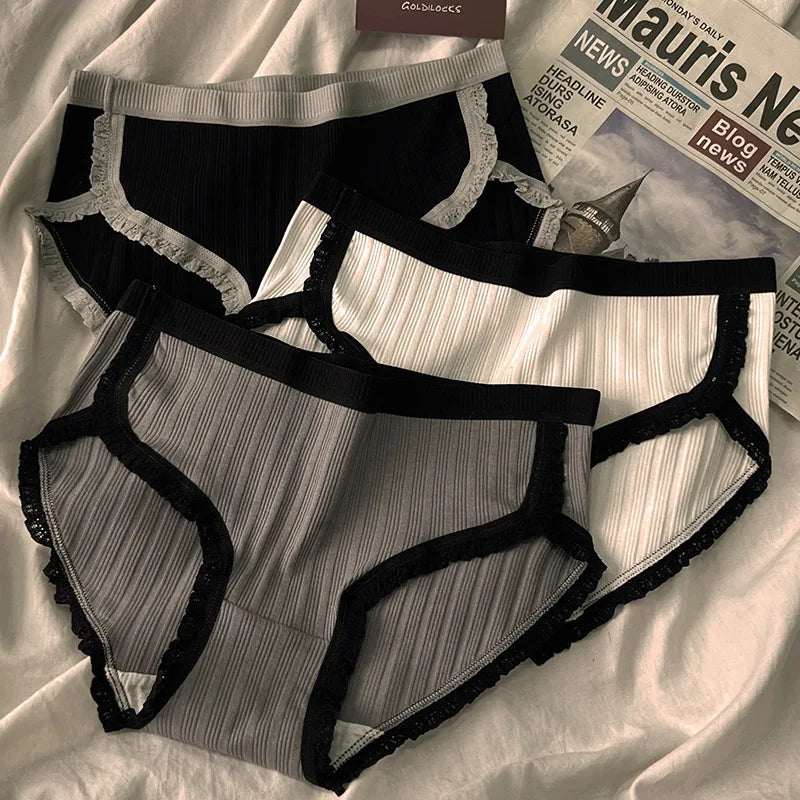 3 Teile/satz Baumwolle Höschen Mid-Taille frauen Unterwäsche Weibliche Atmungsaktive Unterhose Mädchen Einfarbig Briefs Kurze Sexy Dessous