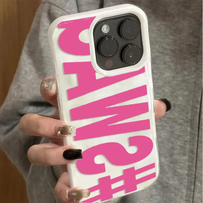 SWAG Pink Letter Handyhülle für iPhone 17 16 Pro Max 15 14 Plus 13 12 11 Pro Max Air 16E Candy Wave Textur Weiche Schutzhülle