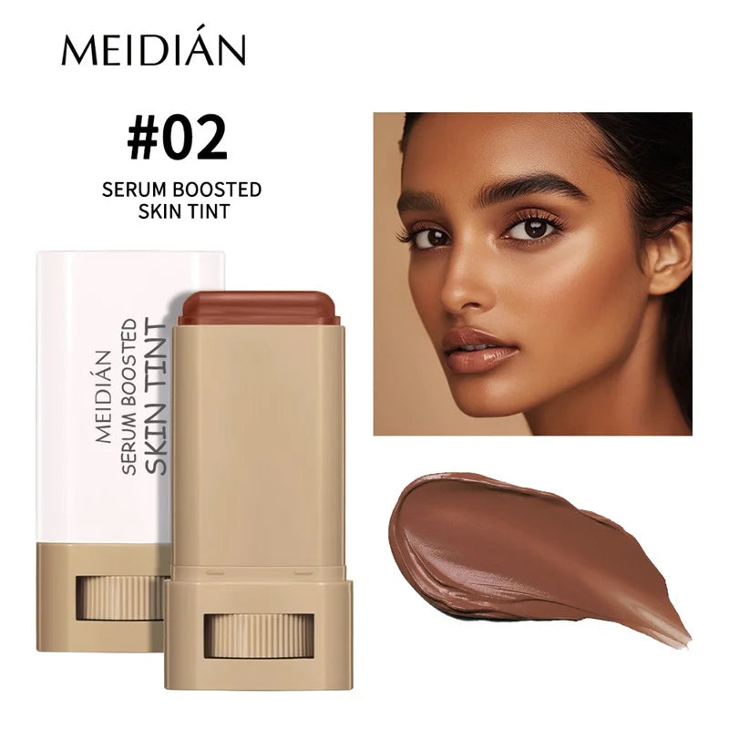 Hautfarbener Foundation-Stick in 6 Farben mit Serum-Boost, Seidiger Textur, Feuchtigkeitsspendende Abdeckung, Concealer-Basis, Gesichtskontur-Stick Make-up