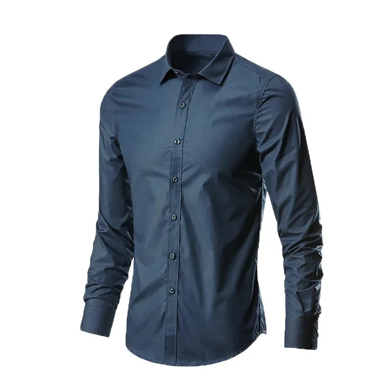 Herren-Langarm-Freizeithemd im koreanischen Stil, Business-formelles Slim-Fit-Hemd in weißer Farbe für Frühling und Herbst