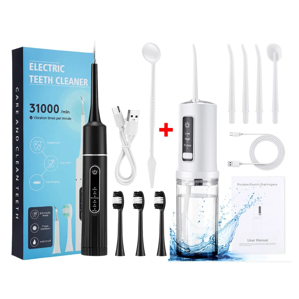 Tragbare Munddusche Wasser Flosser + Elektrische Zahnbürste Sonic Dental Scaler Dental Wasser Jet Zähne Reinigung Mundpflege Set