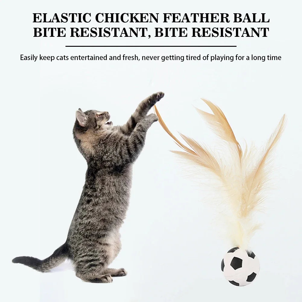 Interaktiver selbstausgleichender Ball für Katzen, Feder-Hüpfball für den Innenbereich, Flatterball für Haustiere mit hoher Rückfederung, Haustierzubehör