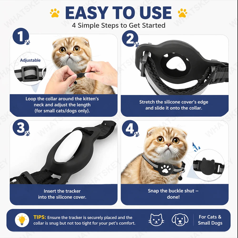 Verstellbares Haustier-Halsband mit GPS-Tracker, Google Find My Android Finder, Ortungsgerät-Set, Haustierzubehör, Elektronische Geräte für Katzen und Haustiere