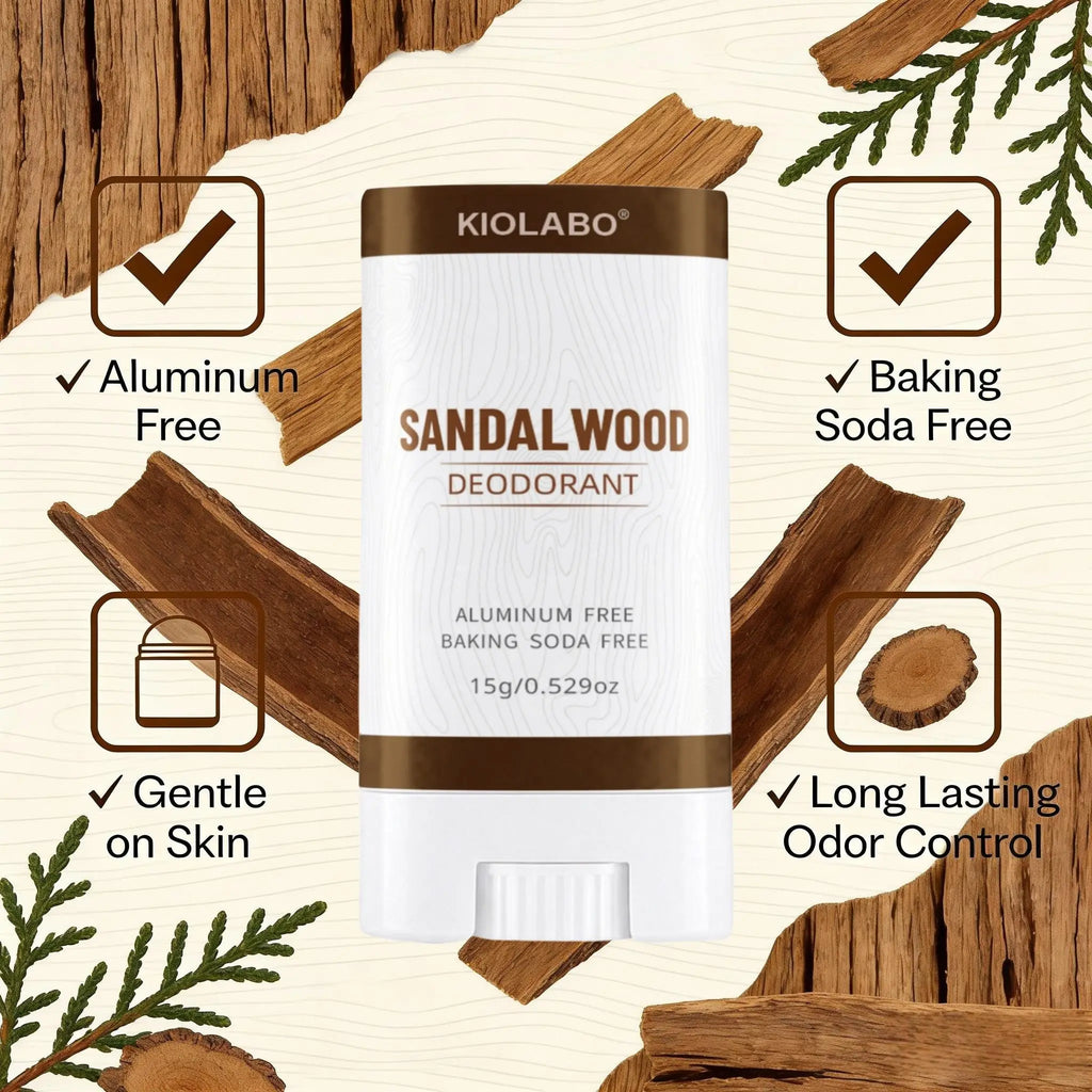 15g Natürlicher Sandelholz-Deodorant-Balsam, Aluminiumfrei, 72 Stunden lang anhaltender Duft für Frauen & Männer, Für alle Körperteile