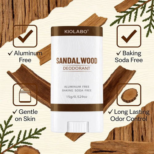 15g Natürlicher Sandelholz-Deodorant-Balsam, Aluminiumfrei, 72 Stunden lang anhaltender Duft für Frauen & Männer, Für alle Körperteile