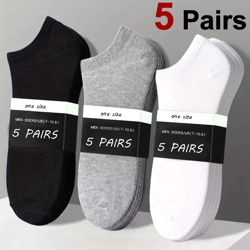 5 Paar Herren-Bootssocken, Business, Sport, Schweißabsorption, reif, Sommer, Herbst, einfarbig, kein Pilling, vielseitige Söckchen