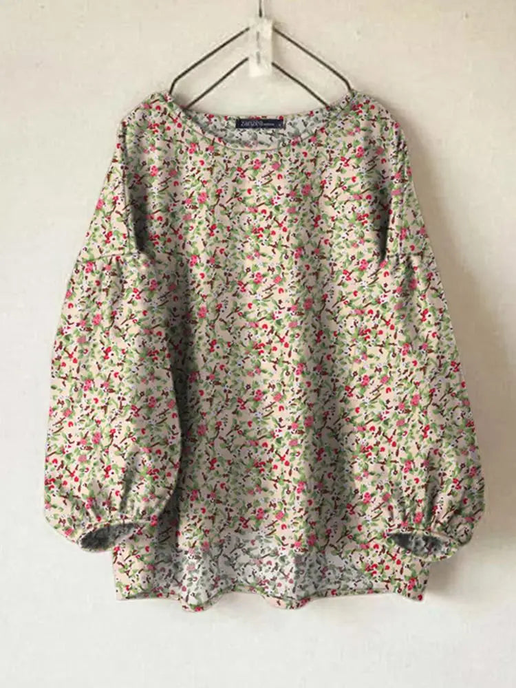2024 Zanzea Herbst Frühling Blusen Frauen elegante Langarm Arbeits hemd Bohemian o Hals lose Blusas Frau Blumen bedruckte Tops