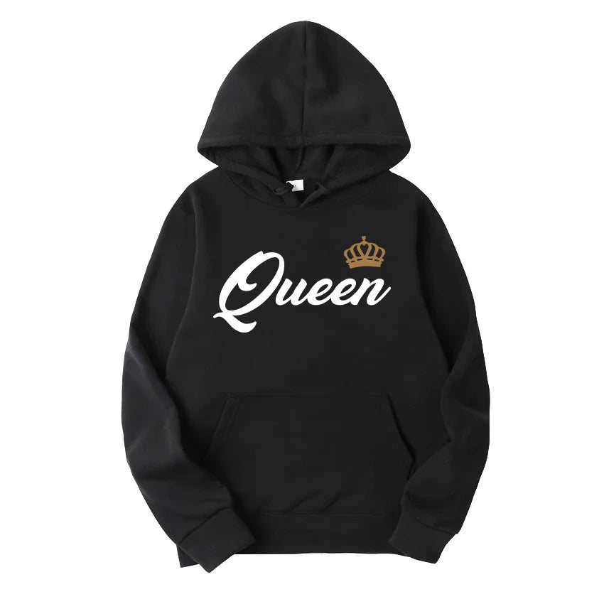 Mode Männer Frauen Langarm Pullover Mit Kapuze Sweatshirts Unisex König und Königin Drucken Hoodies Casual Streetwear Paar Schweiß