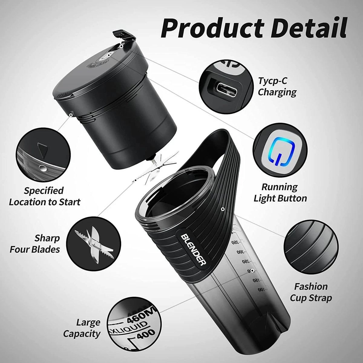 Neuer tragbarer Mixer Entsafter Typ C Aufladen persönlicher Smoothie Mixer frischer Saft mischer Maschine Sport Travel Shakes Stirr