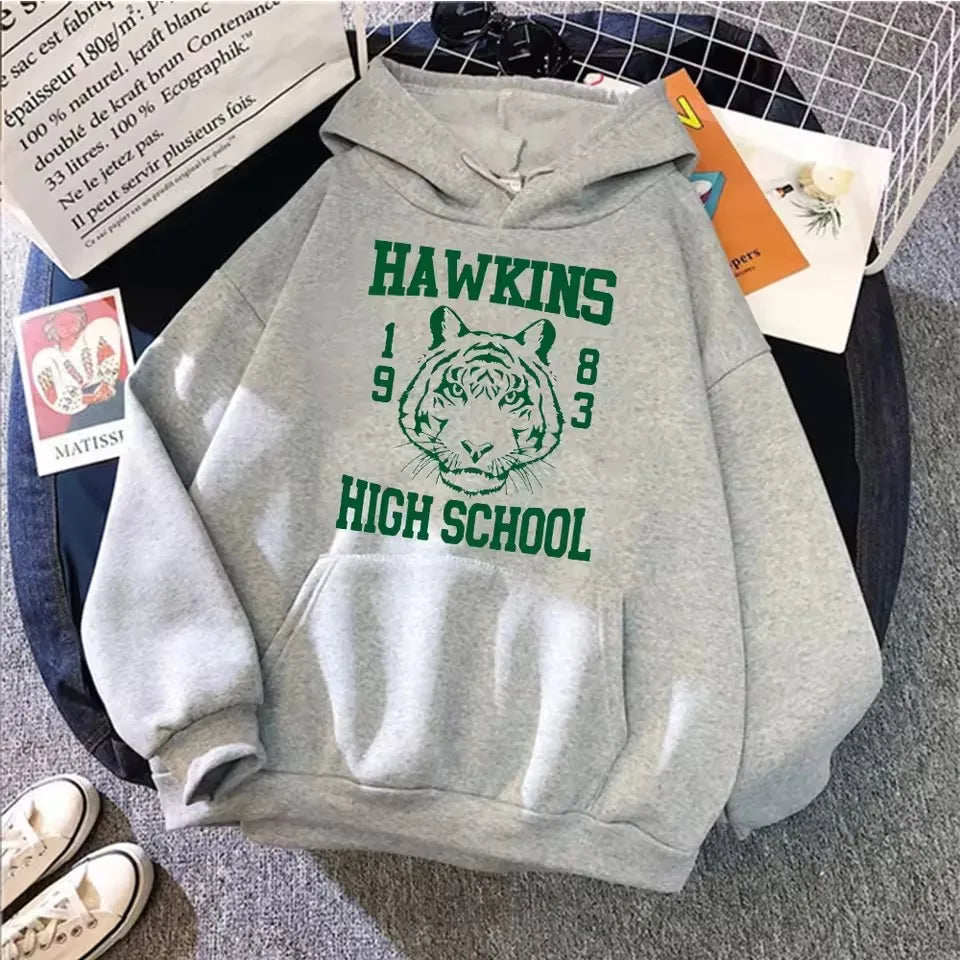 Hawkins High School Tiger Hoodie Surfer Boy Pizza Sweatshirts Gemütliche Tops Streetwear Herren Unisex Sweatshirts