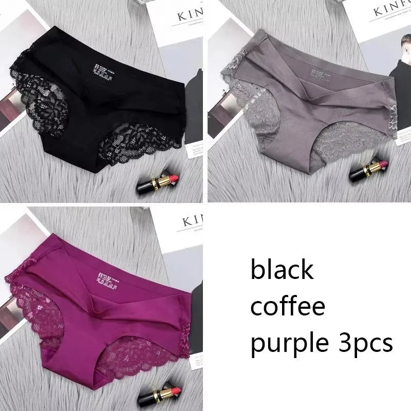 1/2/3Pcs Nahtlose WomenComfort Spitze Slip Aushöhlen Höschen Set Unterwäsche Low Rise Weibliche Sport Panty weiche Dame Dessous Sexy