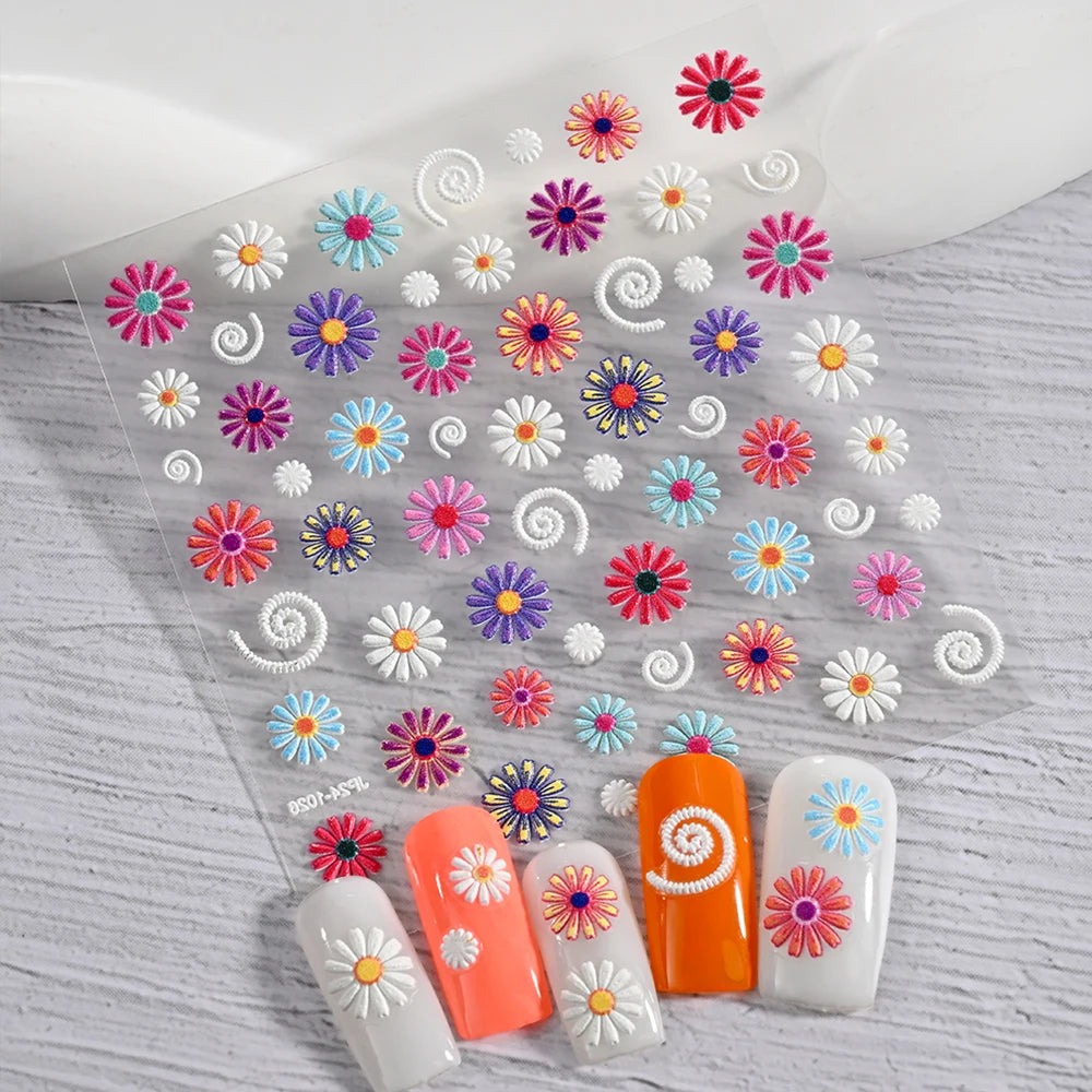 1 Stück Bohemian Painted Stickerei Nagelaufkleber 5D Retro Ethno Einzigartiges Muster Selbstklebender Blumenaufkleber Mexikanischer Nail Art Aufkleber