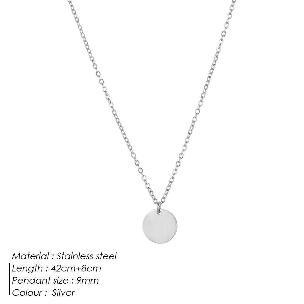 EManco Damen Einfache Runde Anhänger-Halskette Edelstahl Schlüsselbein-Kette Lange Kette Modeschmuck Statement Geschenk für Mädchen