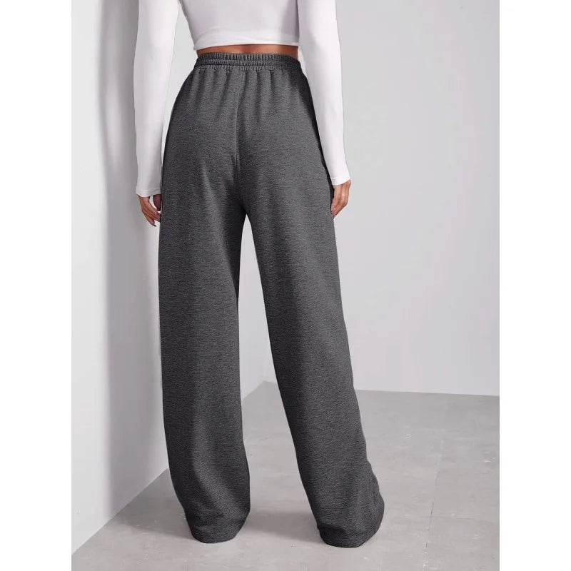 Plus Size Damen-Jogginghose mit hoher Taille, gerade, einfarbig, lässig, vielseitige Hose, modische, lässige Sporthose
