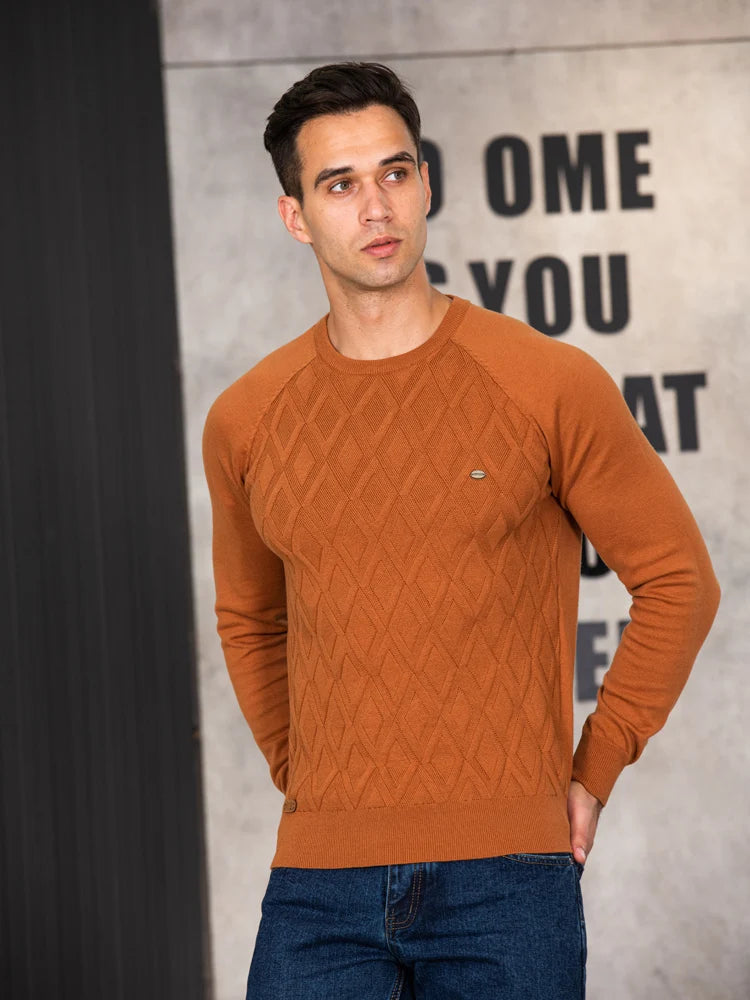 AIOPESON Argyle Grund Männer Pullover Einfarbig Oansatz langarm Gestrickte Männliche Pullover Winter Mode Neue Warme Pullover für Männer
