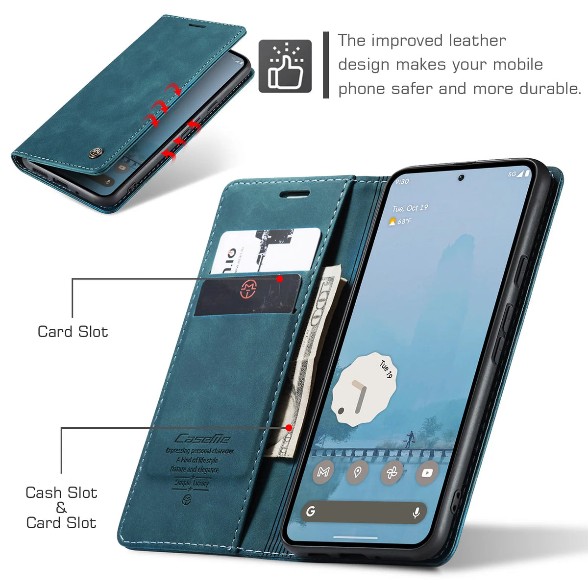Business Retro Leder Handyhülle für Google Pixel 10 9 8 Pro XL 10A 9A 8A 7 5G Luxuriöse Magnetische Flip-Kartenfach-Brieftaschenhülle
