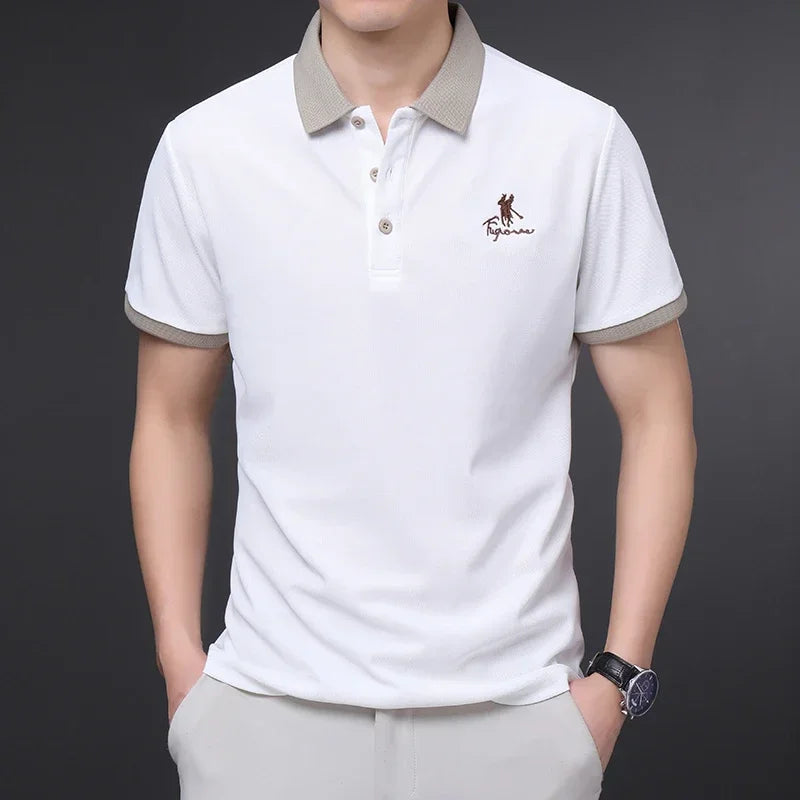 Herren bestickte Casual Fashion Kurzarm Polos hirt Sommer bequemes Top