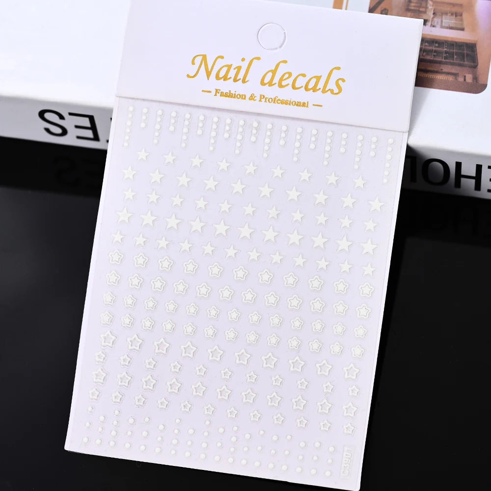 Vergoldete Stern und Mond Bronzing Nail Art Aufkleber hochwertige 3D Gold/Silber selbst klebende Slider DIY Nagel Aufkleber Dekoration 8*10cm