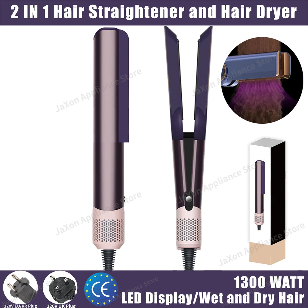 2IN1 Haarglätter und Haartrockner, Luft-Ionen-Haar, heißes/kaltes Windhaar, 220 V, FlatIron, langlebiges Haarstyling-Eisen, LCD-Display