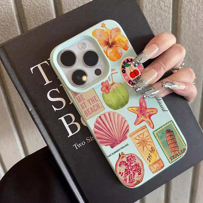 Handyhülle mit Kokosnuss-Blumenmuster für iPhone 17 16 15 14 Pro 13 12 11 Max Plus XR X XS 17 Air 16E, stoßfeste, weiche Silikonhülle