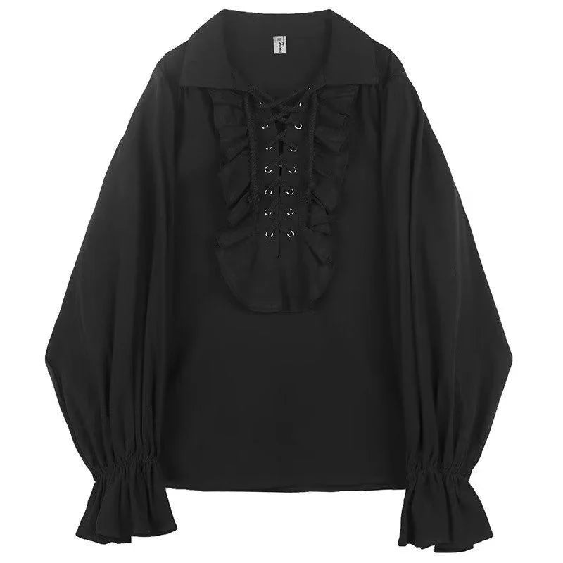 Zadily 2025, Sommer-Damen-Lolita-Rüschenbesatz, Stehkragen, Hemd, Schnürung, Laternenärmel, taillierte Taille, Vintage, elegante Party-Bluse