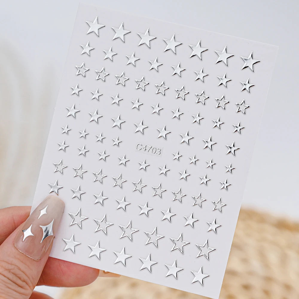 1Pc 3D Gold Silber Hohl Liebe Herz Nagel Aufkleber Weiß Schwarz Laser Herz Selbst-klebe Aufkleber Maniküre Dekoration spitze Sliders