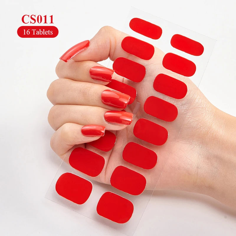 Roter Farbverlauf, backfreie Nagelaufkleber, langlebige Nagelstreifen, Patch-Schieber, vollständiger Abdeckungsaufkleber, selbstklebend, einfache Vollwickel