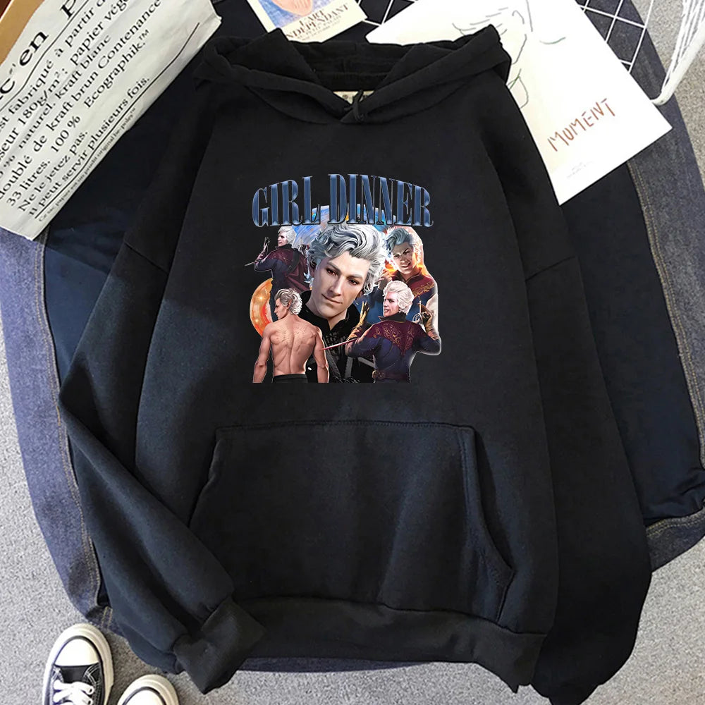 Baldur's Gate 3 Hoodies Grafikdruck mit Kapuze, bequemes Fleece-Sweatshirt, langärmelig, Harajuku-Kleidung, Moletom, süßer Kapuzenpullover