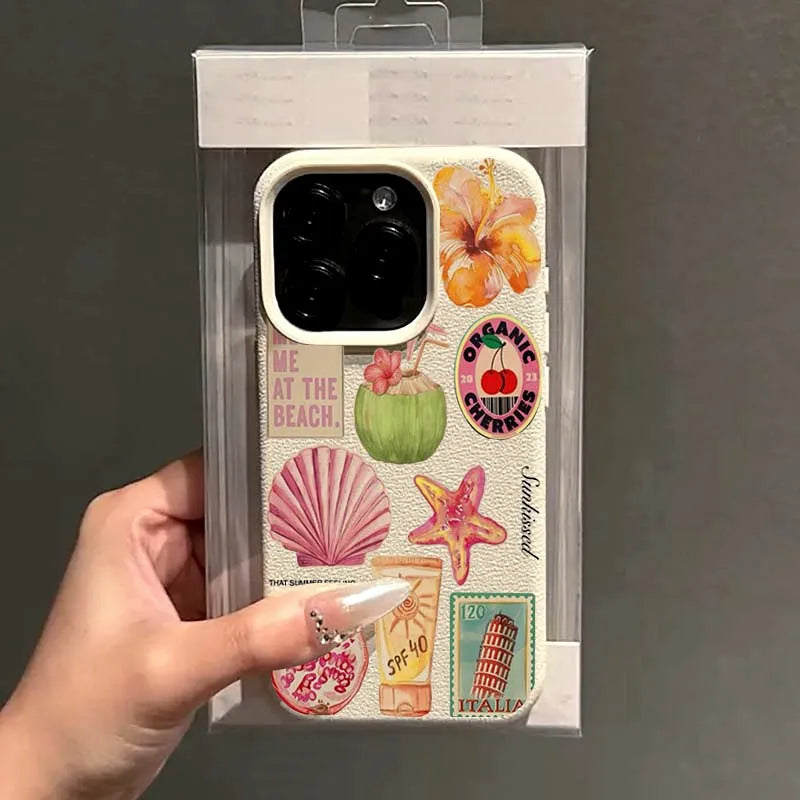 Handyhülle mit Kokosnuss-Blumenmuster für iPhone 17 16 15 14 Pro 13 12 11 Max Plus XR X XS 17 Air 16E, stoßfeste, weiche Silikonhülle