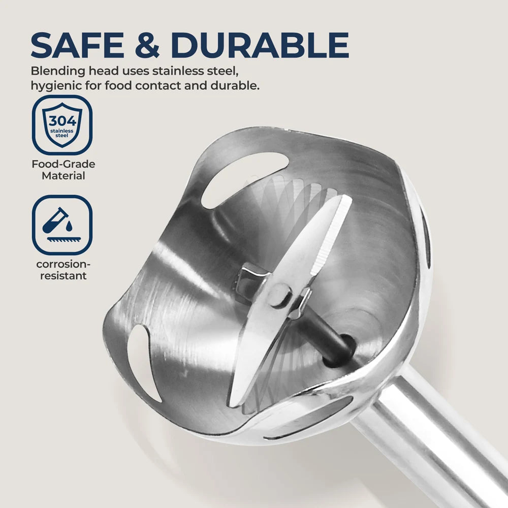 4-in-1-Handmixer-Set, Stabmixer mit Edelstahlklingen zum Mischen von Lebensmitteln in der Küche, hellblaues Anfänger