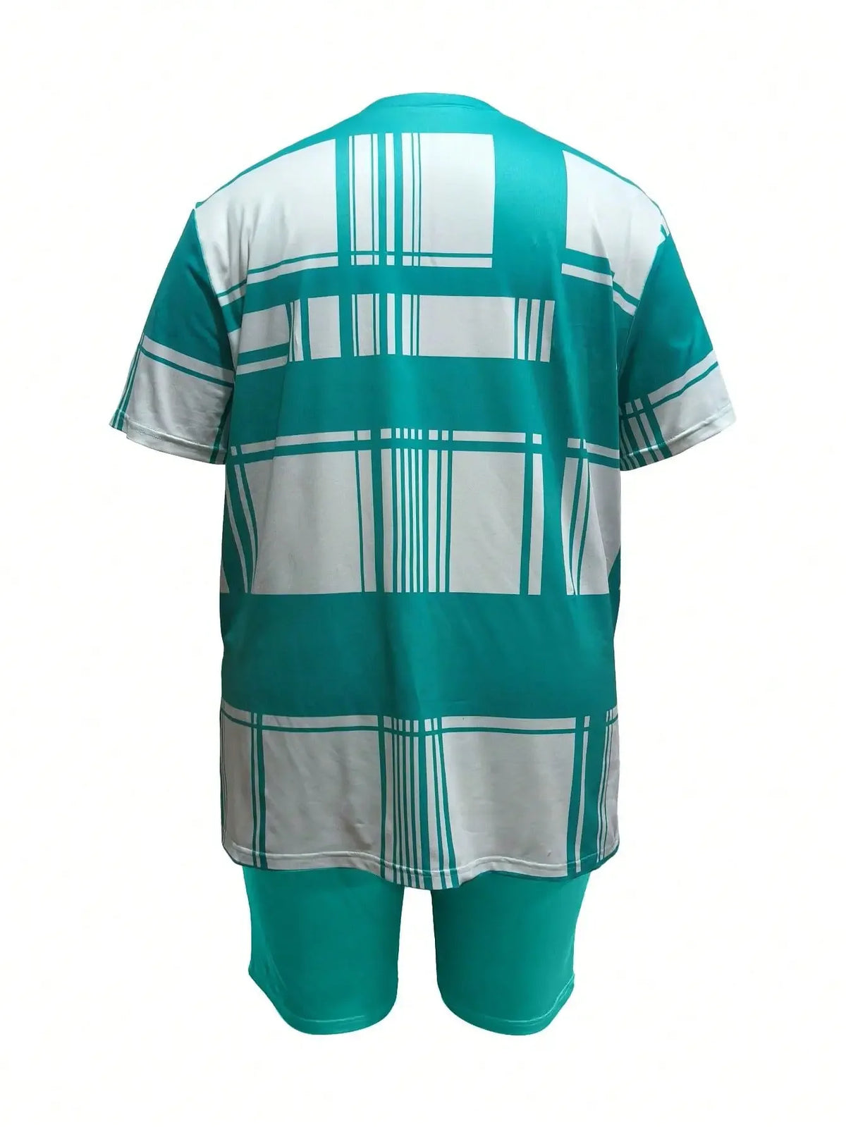 Plus Size Damen Sommer 2er Set 1XL-5XL Karomuster Zweiteilige Sets Lässiges Kurzarm-T-Shirt mit Rundhalsausschnitt und Shorts Loungewear