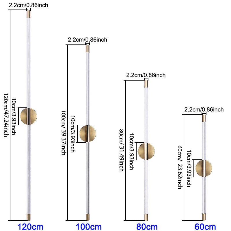 60-120 cm Moderne LED-Wandleuchte für Innenräume, Goldene Streifenlampe, Schlafzimmer Wohnzimmer Heimdekoration, 85-265V Beleuchtungskörper