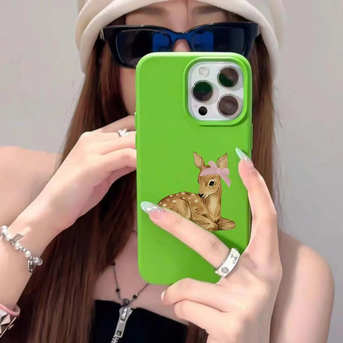 Hirsch Lichee Muster Einfache Retro Handyhülle für iPhone 17 16 15 14 13 12 11 Pro Max XS XR 16 Plus stoßfeste Candy Bumpper Cover