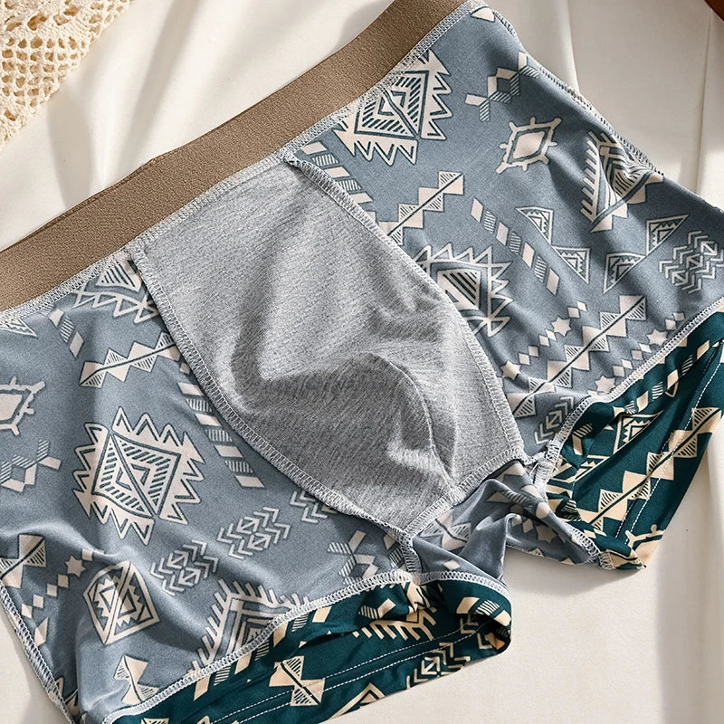 1 stücke männer Unterwäsche Eis Seide Boxer Shorts Plus Größe 6XL Unterhosen Atmungsaktiv Sexy Dünne Höschen Drucken Dessous Großhandel 5803