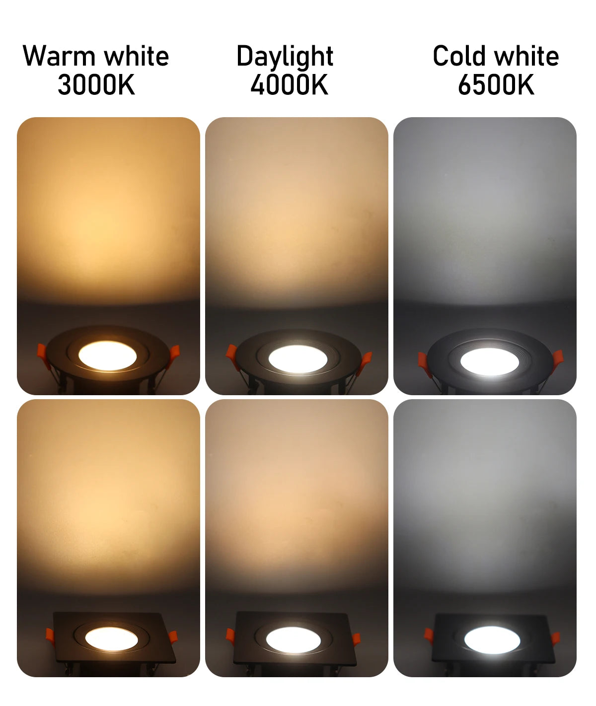 1-10 Stück 7W 3 CCT LED Farbwechsel 3000K 4000K 6000K LED-Deckenstrahler Einbauleuchte AC 110V 220V Einstellbar 90° °   Beleuchtungsspot