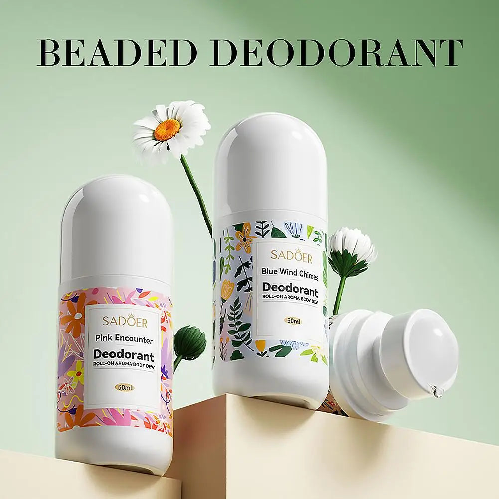SADOER 50ml Original Deodorant Romantischer Rosenduft Roll-On Aroma Körperdeo Blaue Windspiele Rosa Begegnung Antitranspirant