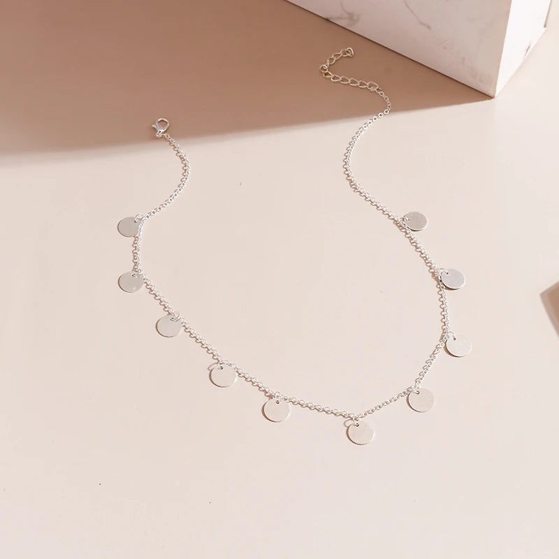 Neue Gold Farbe Pailletten Münzen Anhänger Halskette für Frauen Böhmischen Choker Halsketten Damen Hals Kurze Kette Collares Schmuck Geschenke